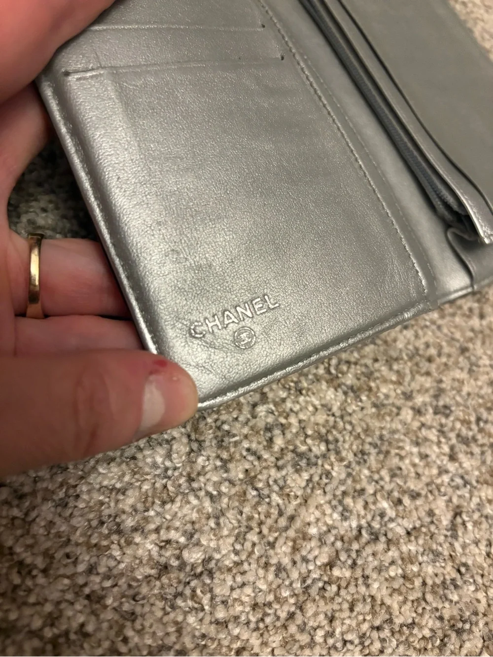 CHANEL Black Quilted Camellia Leather Long Wallet with CC Emblem, VGUC!
